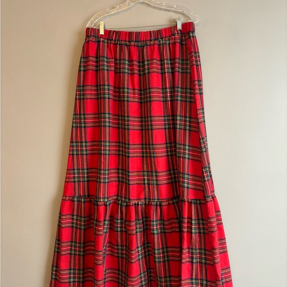 Red Plaid Cotton-Blend maxi skirt - Picture 5 of 5